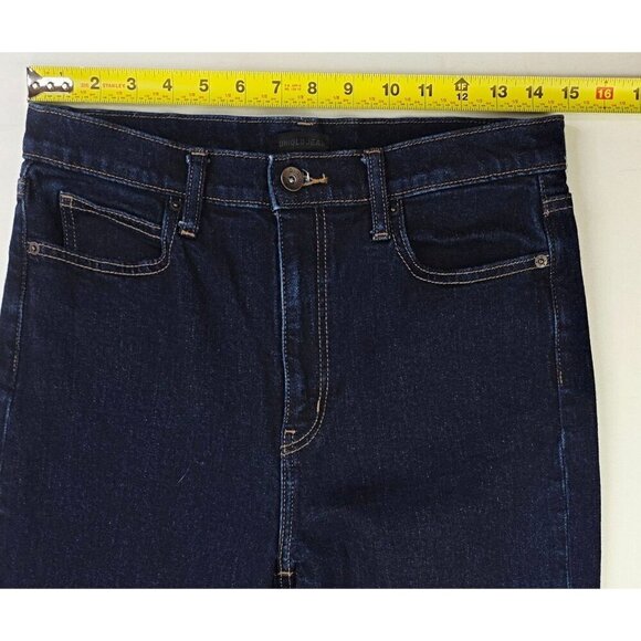 Uniqlo Size 27X29 Womens Flared Slim High Rise Kaihara Blue Denim 5 Pocket Jeans - Picture 2 of 12